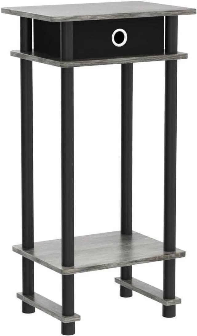 Alt view image 4 of 7 - Furinno Turn-N-Tube Tall End Table, French Oak Grey/Black/Black