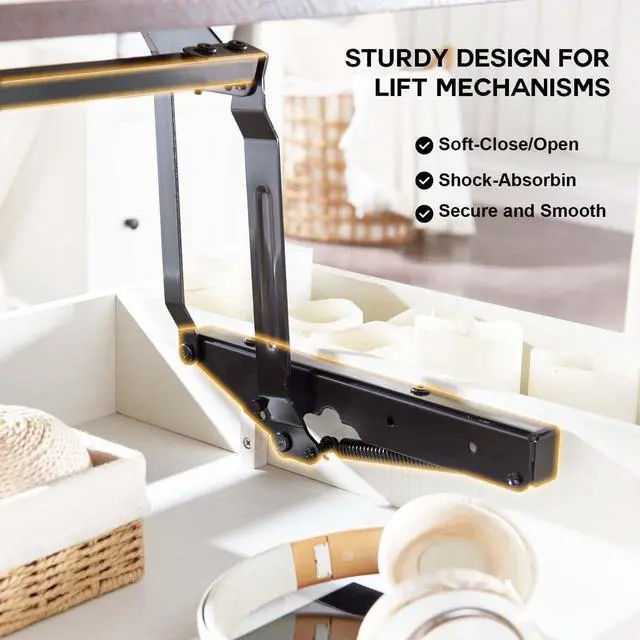 Alt view image 5 of 6 - 48" Lift Top Coffee Table, Farmhouse Cocktai with Sliding Groove Barn Door, Rustic Wood Center Table w/Double Storage Spaces for Living Room, White