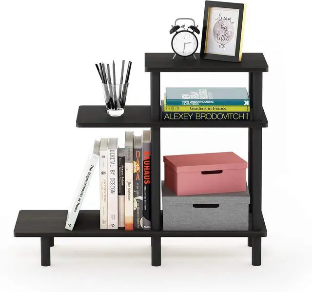 Alt view image 4 of 6 - Furinno Turn-N-Tube 3-Tier Sofa Side Table, Espresso/Black, 31.5 in x 11.61 in x 25.63 in