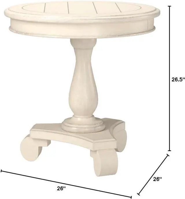 Alt view image 2 of 4 - Roundhill Furniture Rene Round Wood Pedestal Side Table, Single, Antique White