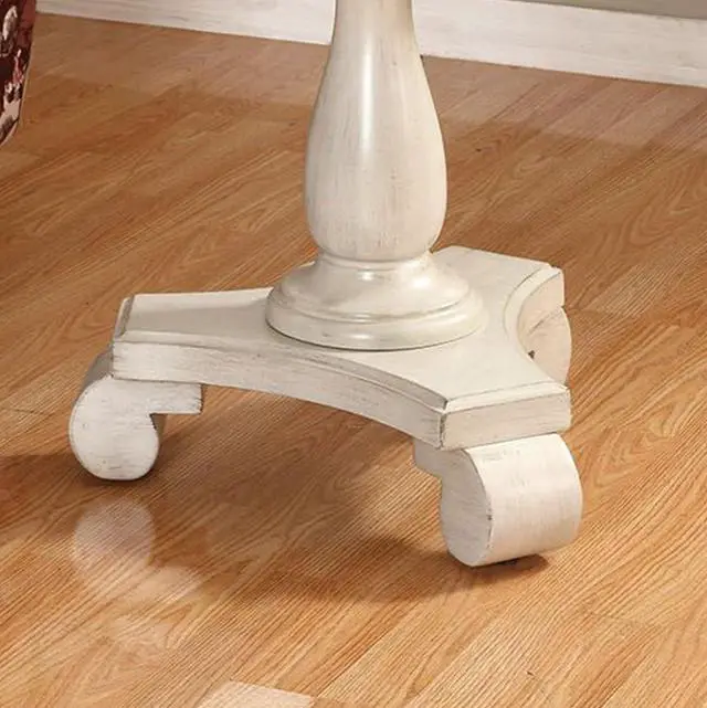 Alt view image 4 of 4 - Roundhill Furniture Rene Round Wood Pedestal Side Table, Single, Antique White