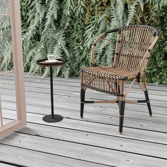 Alt view image 7 of 7 - Round Drink Table,Small Pedestal Table,Small Round Side Table for Small Spaces,Martini Table for Living Room, Bedroom, Bathroom,Balcony (Rustic Brown)