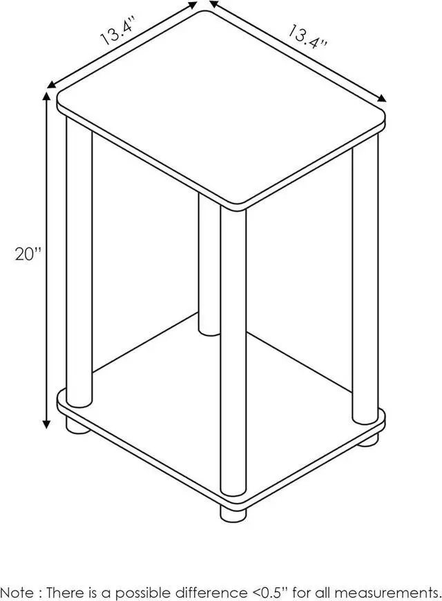 Alt view image 3 of 6 - FURINNO Stylish End Table, French Oak Grey/Black,2-Pack (2-99800GYW)