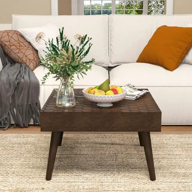 Alt view image 7 of 7 - SUNBURY Morden Square,24" Wood Coffee Table for Farmhouse Living Room Table, Small Dining Table