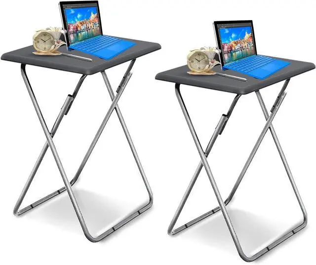 Main image of Garden 4 you Folding TV Tray Table TV Dinner Trays Tables for Eating,Stable Tv Trays Table 25In, Folding Tray Side Table, Foldable Snack Tables for Bed & Sofa, 15 x 18.9 x 26 in (Grey,2PC)