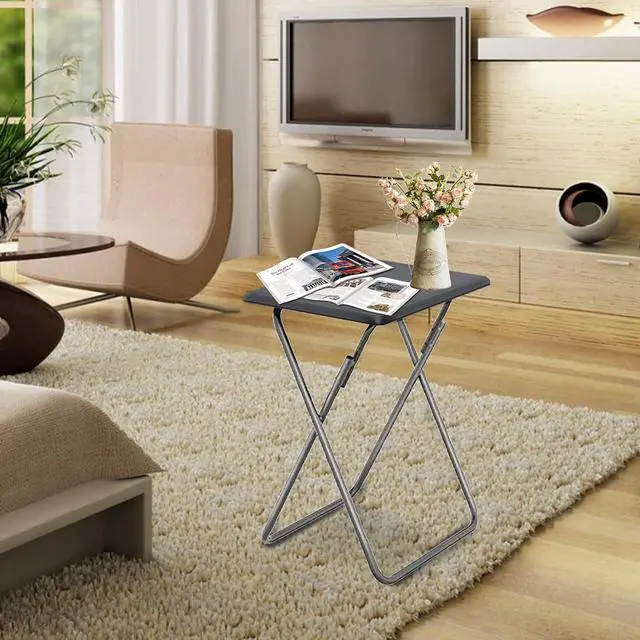 Alt view image 5 of 7 - Garden 4 you Folding TV Tray Table TV Dinner Trays Tables for Eating,Stable Tv Trays Table 25In, Folding Tray Side Table, Foldable Snack Tables for Bed & Sofa, 15 x 18.9 x 26 in (Grey,2PC)