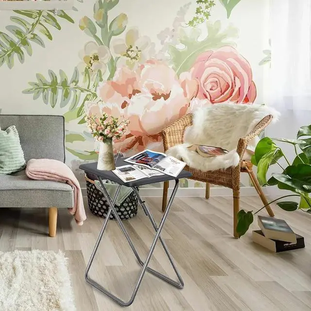 Alt view image 7 of 7 - Garden 4 you Folding TV Tray Table TV Dinner Trays Tables for Eating,Stable Tv Trays Table 25In, Folding Tray Side Table, Foldable Snack Tables for Bed & Sofa, 15 x 18.9 x 26 in (Grey,2PC)