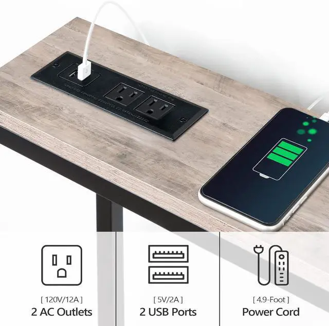 Alt view image 7 of 7 - Skinny Console Table with Power Outlets, 63" Narrow Sofa Table, Behind Couch Table with Charging Station, Sofa Hallway Table for Plants, Living Room CTHG165E01