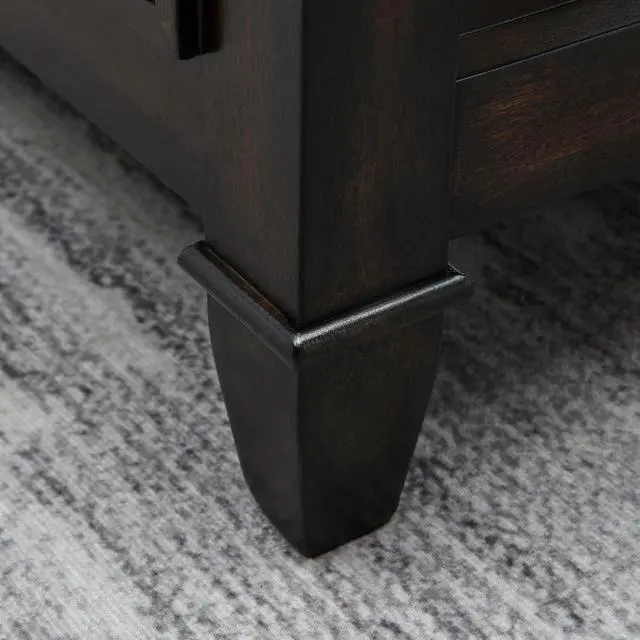 Alt view image 7 of 7 - Solid Wood Coffee Table with Tempered Glass Top, Farmhouse Living Room Center Table with 2-tire Storage Shelf, Traditional Cocktail Table, 45.5 x 26 x 19 Easy Assembly, Vintage Walnut KFZ1318DC