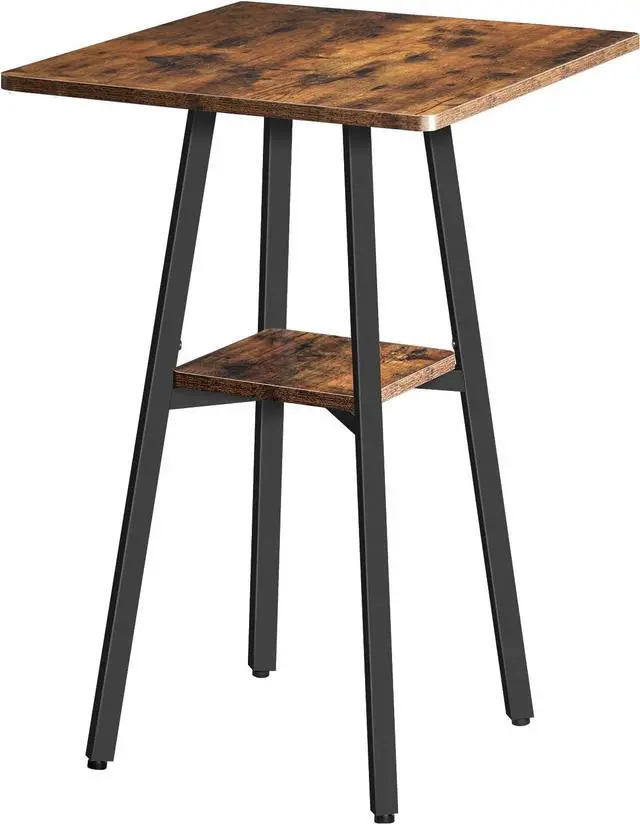 Main image of HOOBRO Bar Table, 2-Tier High Top Pub Table, Counter Height Table with Storage, Small Kitchen Dining Table, 36.6" High Bar Table for Living Room Party, Easy to Assemble, Rustic Brown BF51BT01