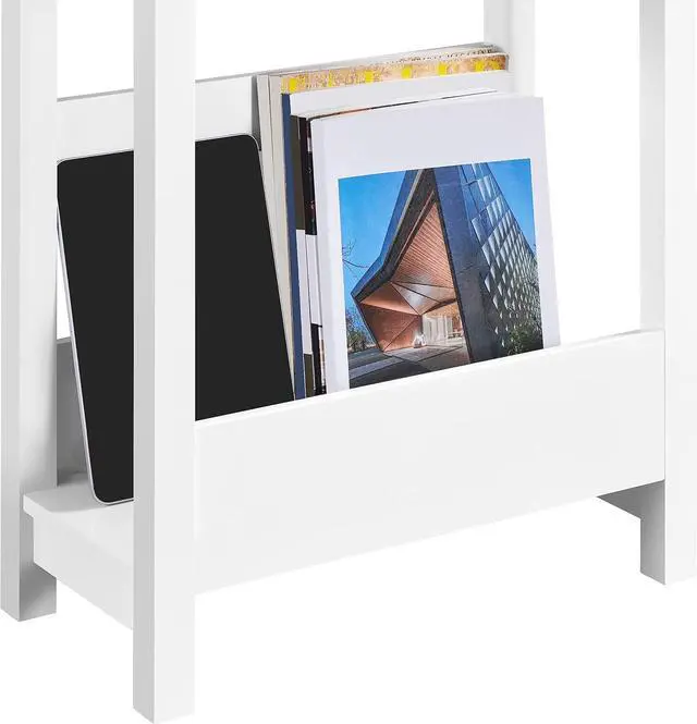 Alt view image 7 of 7 - Yaheetech 3 Tier Slim End Table Set of 2, Narrow Side Table with Storage Shelf, Modern X Shaped Magazine Table for Living Room Home Office Narrow Spaces, 20×10×28 inch (L×W×H), White