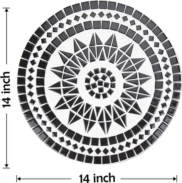 Alt view image 7 of 7 - Vipush Mosaic Patio Side Table Outdoor Accent Table Bistro Coffee Table Plant Stand Indoor Folding Round End Table for Small Porch Balcony Backyard,Black
