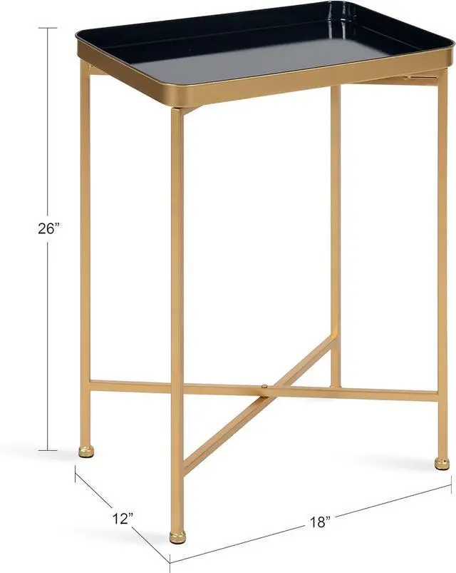 Alt view image 3 of 7 - Kate and Laurel Celia Modern Tray Side Table, 18 x 12 x 26, Navy Blue and Gold, Foldable Rectangular End Table for Storage and Display