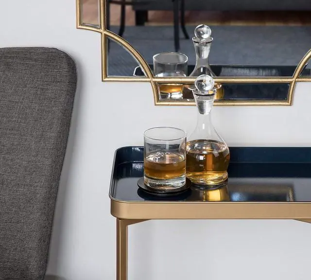 Alt view image 4 of 7 - Kate and Laurel Celia Modern Tray Side Table, 18 x 12 x 26, Navy Blue and Gold, Foldable Rectangular End Table for Storage and Display