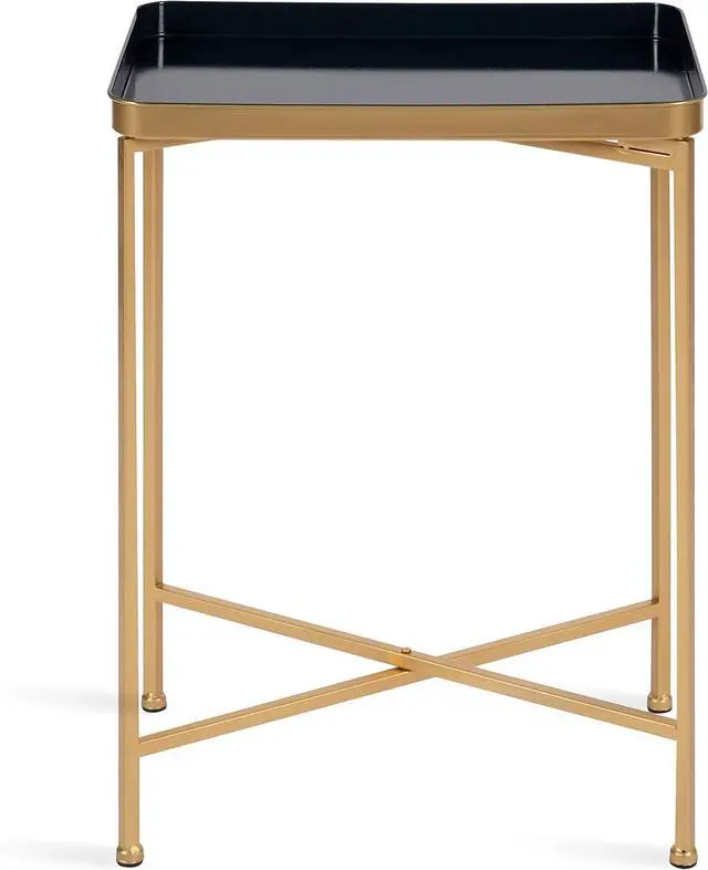 Alt view image 5 of 7 - Kate and Laurel Celia Modern Tray Side Table, 18 x 12 x 26, Navy Blue and Gold, Foldable Rectangular End Table for Storage and Display