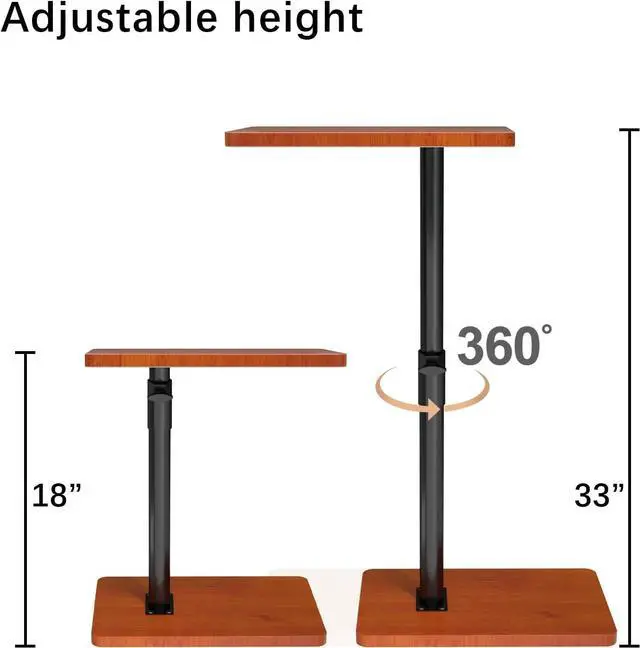 Alt view image 4 of 6 - 360° Rotatable Sofa Tray Table for Couch Arm - Height Adjustable End Table for Bed or Chair with Phone & Tablet Slots, TV Tray Table, Side Table Tray for Small SpacesMahogany,Rectangle