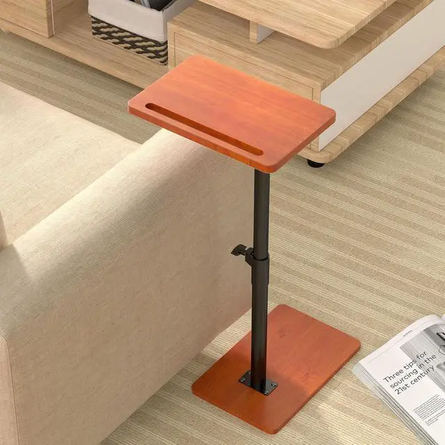 Alt view image 6 of 6 - 360° Rotatable Sofa Tray Table for Couch Arm - Height Adjustable End Table for Bed or Chair with Phone & Tablet Slots, TV Tray Table, Side Table Tray for Small SpacesMahogany,Rectangle
