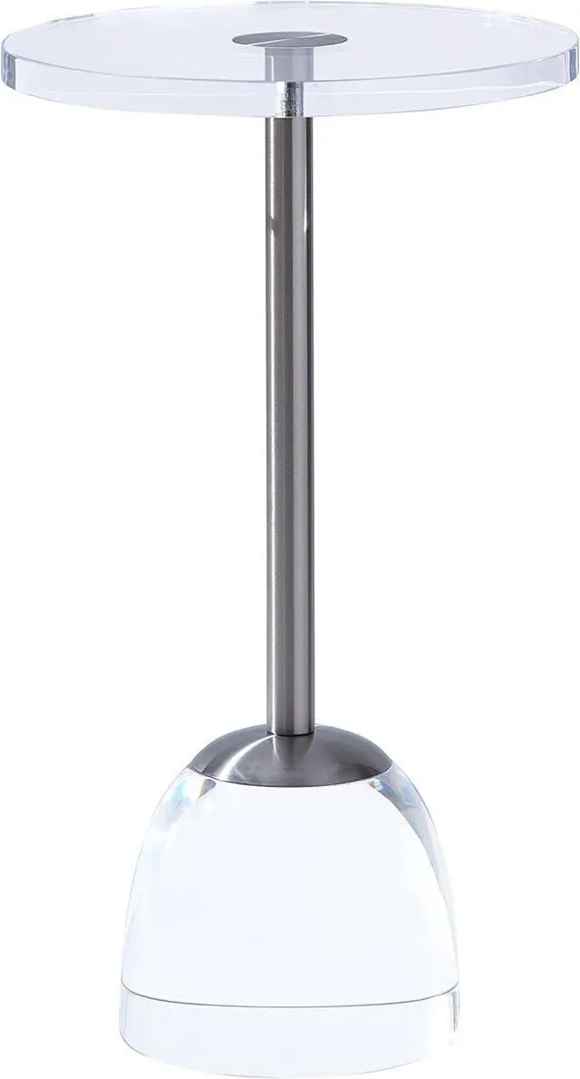 Main image of Clear Acrylic End Table,Side Table for Office,Silver Metal,Nightstand for Living Room and Bedroom,Easy Assembly,12x12 inch21.3 inch high