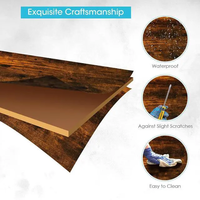 Alt view image 5 of 7 - COSTWAY 3 PCS Dining Table Set for 4, Rectangular Kitchen Table with 2 Benches, Industrial Counter Height Table Set with Anti-Slip Pads, Heavy Duty Steel Frame for Dining Room, Kitchen, Bar (Coffee)