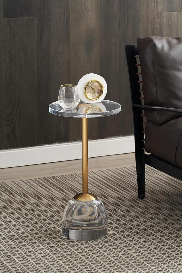 Alt view image 3 of 7 - Clear Acrylic End Table,Brushed Brass Metal,Side Table for Office,Nightstand for Living Room and Bedroom,Easy Assembly,12x12 inch21.3 inch high