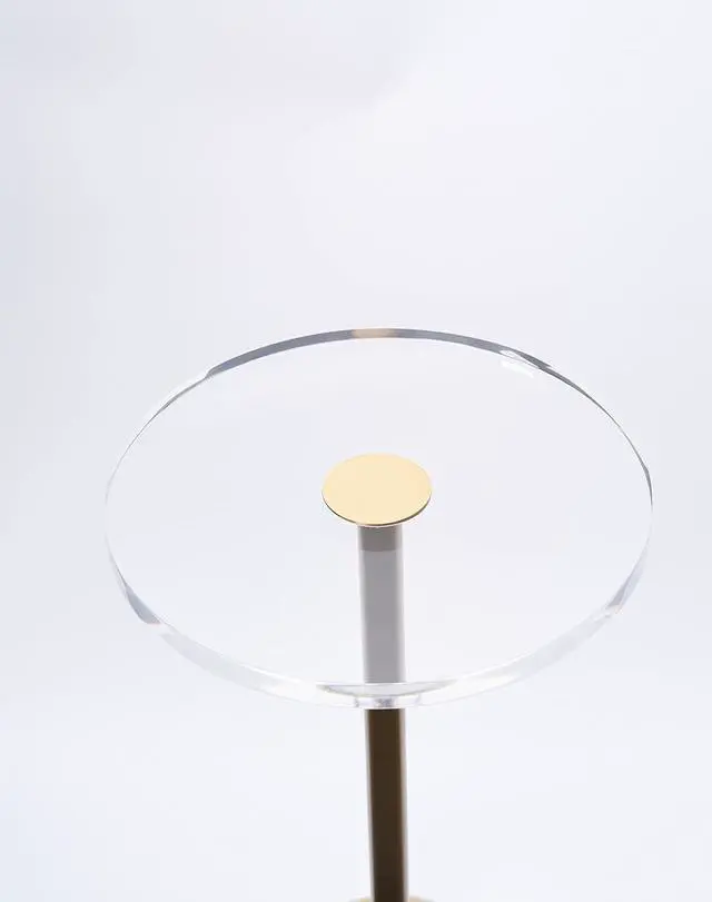 Alt view image 7 of 7 - Clear Acrylic End Table,Brushed Brass Metal,Side Table for Office,Nightstand for Living Room and Bedroom,Easy Assembly,12x12 inch21.3 inch high