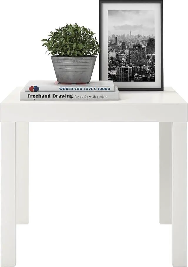 Alt view image 3 of 7 - Ameriwood Home Parsons End Table, White