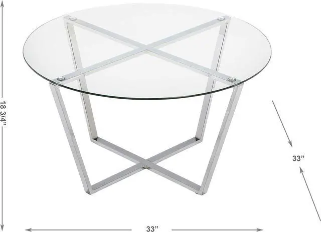 Alt view image 2 of 4 - Mango Steam Round Metro Glass Coffee Table/Side Table/for Living Room & Dining Room - Clear Top/Chrome Base