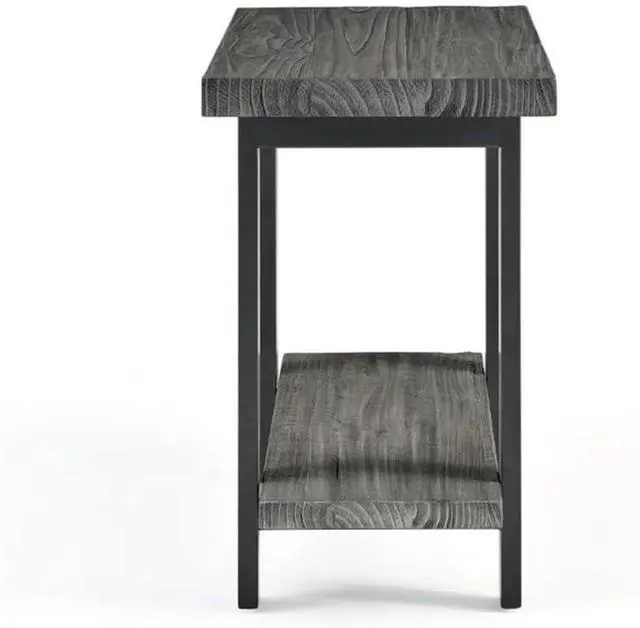 Alt view image 5 of 6 - Alaterre Furniture Pomona Metal and Wood 2-Tier End Table, Living Room Furniture, Rustic, Natural Finish with Solid Wood, 2 Shelves in Slate Gray