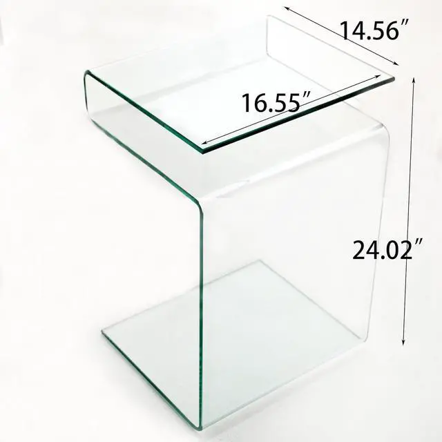 Alt view image 2 of 7 - Glass Nightstand Side&End Table, Modern S-Shaped Clear Bedside Table/Side Table/Coffee Table for Living Room,Sofo Accessories, and Bedroom (S Shaped 16.55"x14.56"X24.02"H)