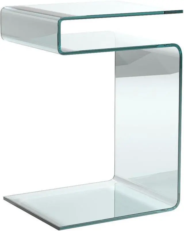 Alt view image 5 of 7 - Glass Nightstand Side&End Table, Modern S-Shaped Clear Bedside Table/Side Table/Coffee Table for Living Room,Sofo Accessories, and Bedroom (S Shaped 16.55"x14.56"X24.02"H)