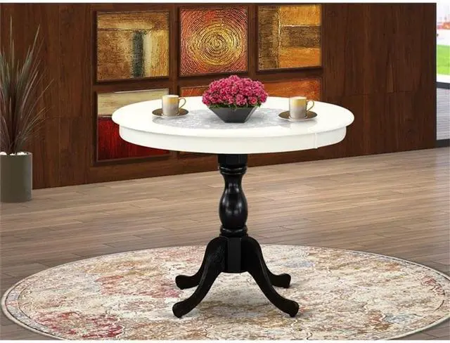 Alt view image 2 of 3 - East West Furniture AMT-LBL-TP Antique Modern Kitchen Table - a Round Dining Table Top with Pedestal Base, 36x36 Inch, Multi-Color