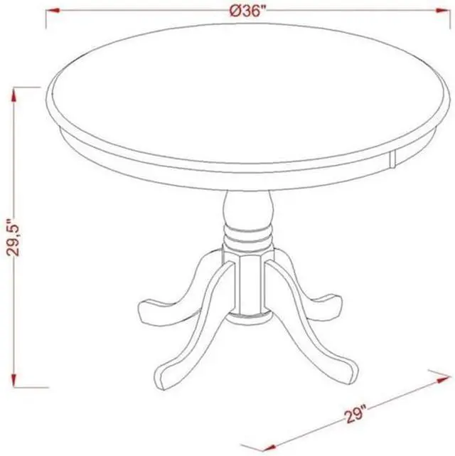 Alt view image 3 of 3 - East West Furniture AMT-LBL-TP Antique Modern Kitchen Table - a Round Dining Table Top with Pedestal Base, 36x36 Inch, Multi-Color