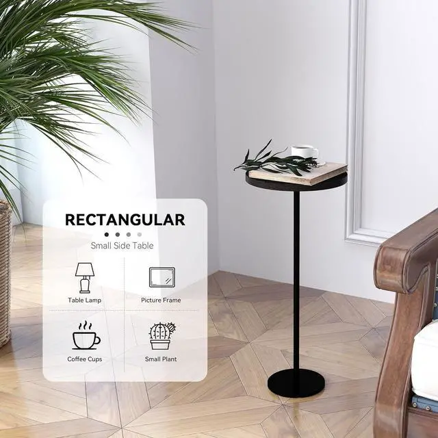 Alt view image 6 of 7 - Drink Table, Pedestal Martini Table Modern Round Pedestal Table with Weighted Base Side Table for Small Spaces Round End Table for Drinking Coffee, Sofa, Living Room, Bedroom and Office