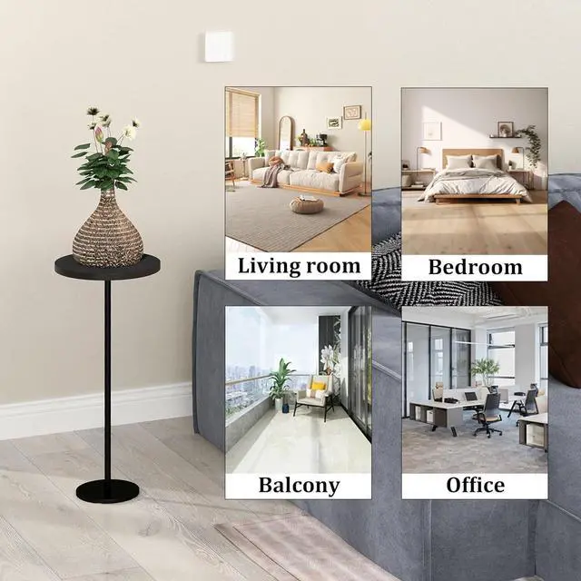Alt view image 7 of 7 - Drink Table, Pedestal Martini Table Modern Round Pedestal Table with Weighted Base Side Table for Small Spaces Round End Table for Drinking Coffee, Sofa, Living Room, Bedroom and Office
