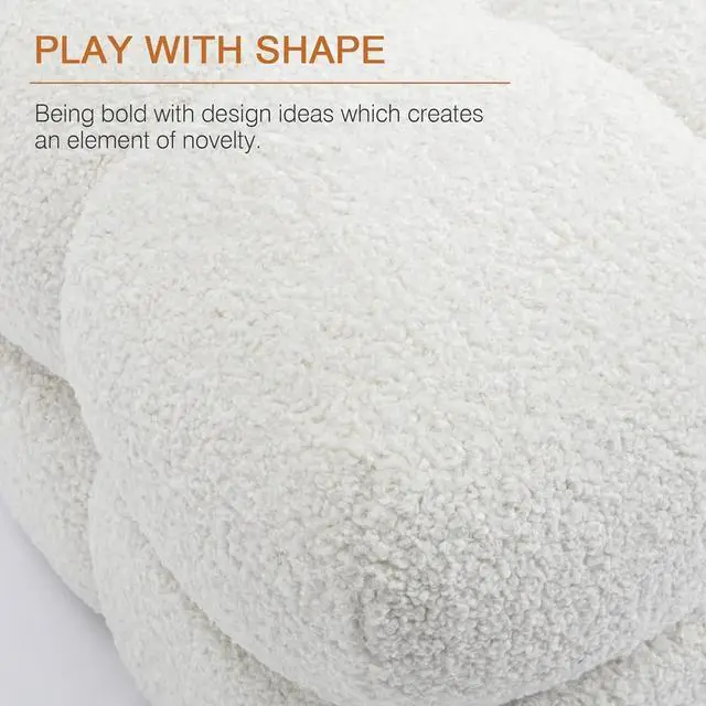 Alt view image 3 of 7 - Zesthouse Square Pouf Ottoman, Modern Ottoman Coffee Table for Living Room, Fuzzy Sherpa Ottoman Foot Rest, Upholstered Tufted Ottoman Stool for Couch, White