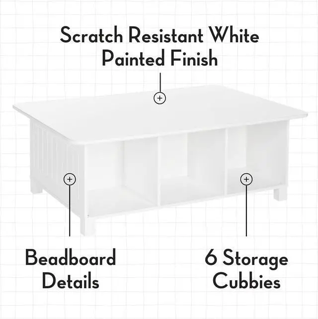 Alt view image 5 of 7 - RiverRidge Home RiverRidge Activity Table, White with Taupe Bins