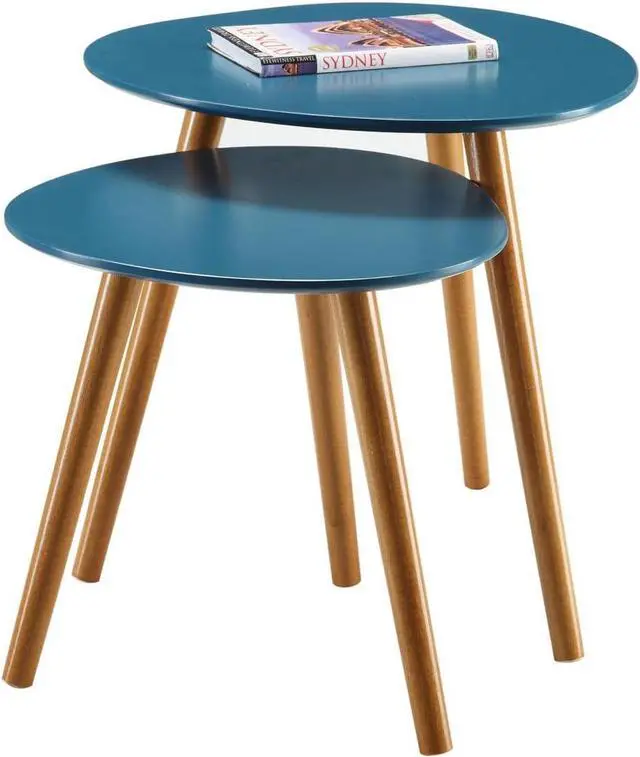 Alt view image 4 of 5 - Convenience Concepts Oslo Nesting End Tables, Blue / Natural
