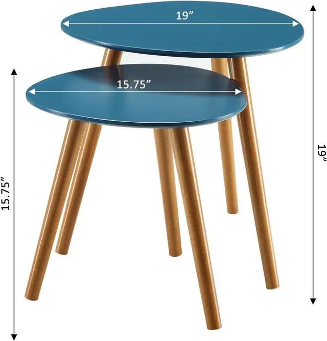 Alt view image 3 of 5 - Convenience Concepts Oslo Nesting End Tables, Blue / Natural