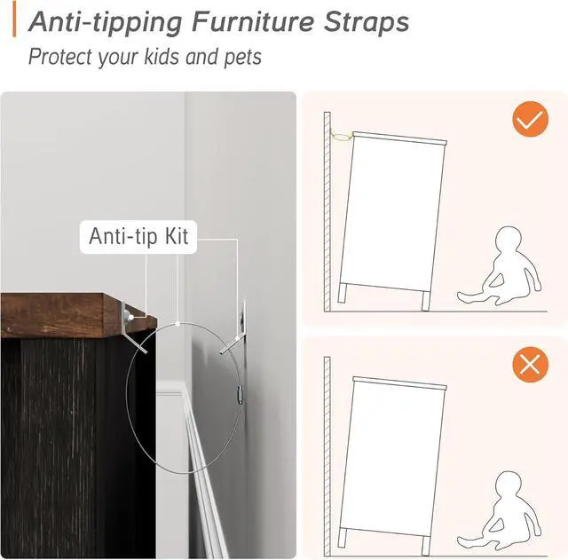 Alt view image 7 of 7 - WAMPAT Set of 2 Farmhouse Buffet Cabinets, Rustic Sideboard with Sliding Barn Doors, 118" Coffee Bar Storage Cabinet with Mesh Doors, Antique Black&Brown Cupboard Table for Kitchen, Dining Room