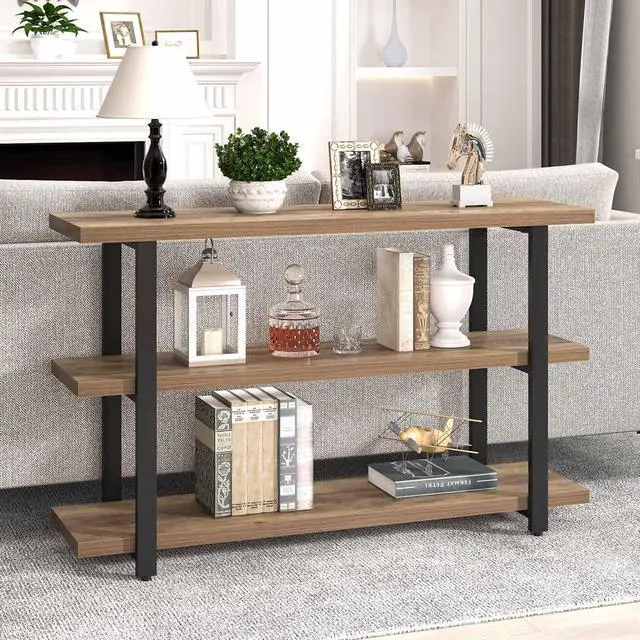 Alt view image 5 of 7 - FOLUBAN Console Tables for Entryway, Modern Sofa Table with Storage Shelves for Living Room, Hallway, Entrance, or Behind Couch, Rustic Oak, 47 Inch