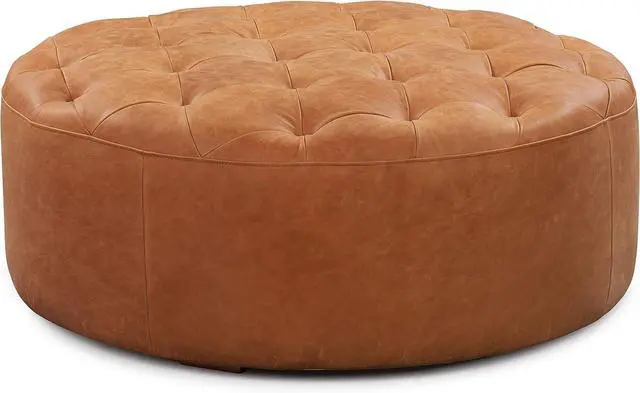 Alt view image 4 of 7 - POLY & BARK Ascot Ottoman in Full-Grain Pure-Aniline Italian Tanned Leather in Cognac Tan