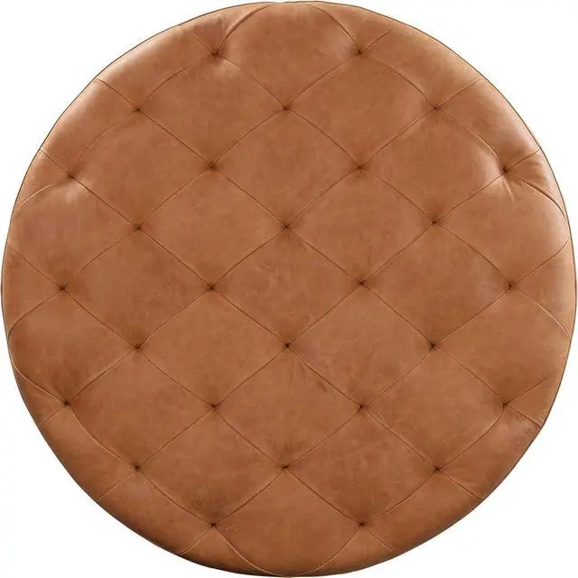 Alt view image 5 of 7 - POLY & BARK Ascot Ottoman in Full-Grain Pure-Aniline Italian Tanned Leather in Cognac Tan