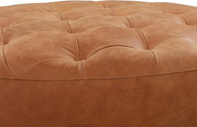Alt view image 7 of 7 - POLY & BARK Ascot Ottoman in Full-Grain Pure-Aniline Italian Tanned Leather in Cognac Tan