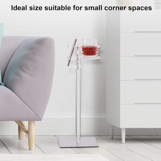 Alt view image 4 of 7 - Aquiver Acrylic Drink Table for Small Space - Sofa Side Table for Drinks, Remotes, Phones - Metal Base, 7.9'' L x 7.9'' W x 20.1'' H