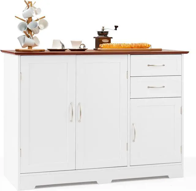 Main image of PETSITE Buffet Cabinet, Kitchen Sideboard with Storage Cabinets & Drawers, Adjustable Shelf, Modern Credenza Coffee Bar Server Console Table Cupboard for Entryway Living Dining Room