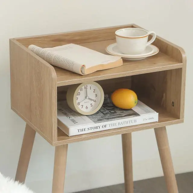 Alt view image 7 of 7 - MaxSmeo Nightstand, Mid Century Modern Side Table Bedroom with Storage, Small End Bedside Table with Solid Wood Legs for Living Room, Office Small Spaces (Rustic Walnut)