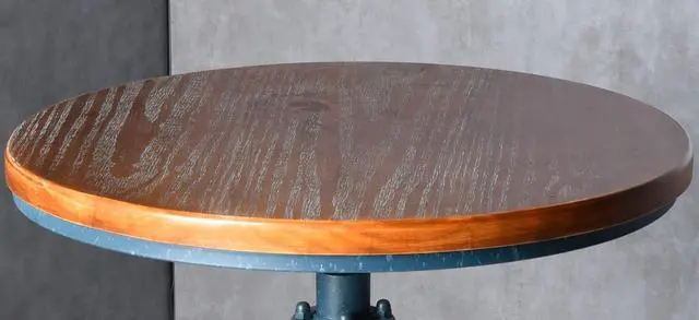 Alt view image 5 of 7 - LOKKHAN Industrial Bar Table 38.6"-48.4" Height Adjustable Swivel Round Wood Tabletop 23.7" Dia, Kitchen Dining Office Coffee Bistro Pub Table (Aged Blue)