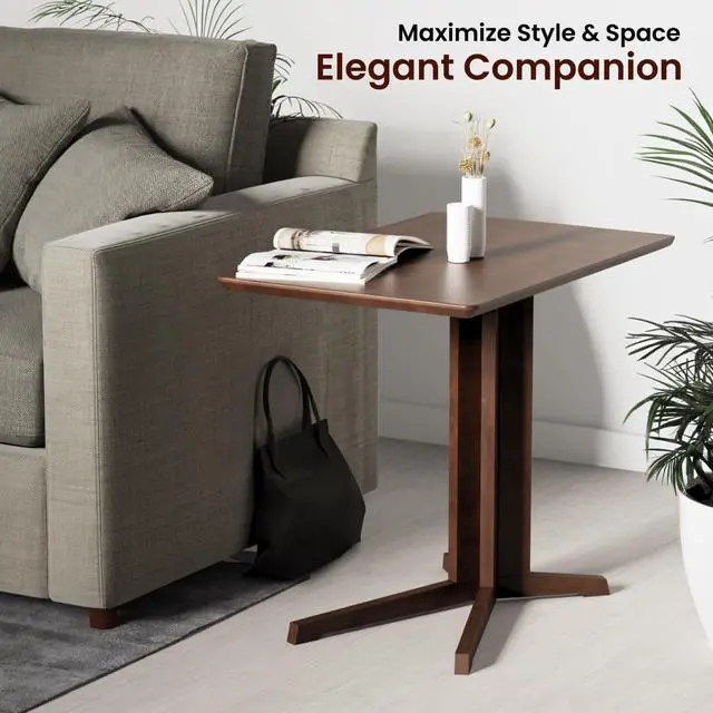 Alt view image 6 of 7 - Premium Bamboo Rolling Side Table with Wheels - C Table End Table - Sofa Side Table Slide Under - Boho Coffee Accent Table, Laptop Table - C Shaped End Table - Couch Table - Rolling Tv Tray