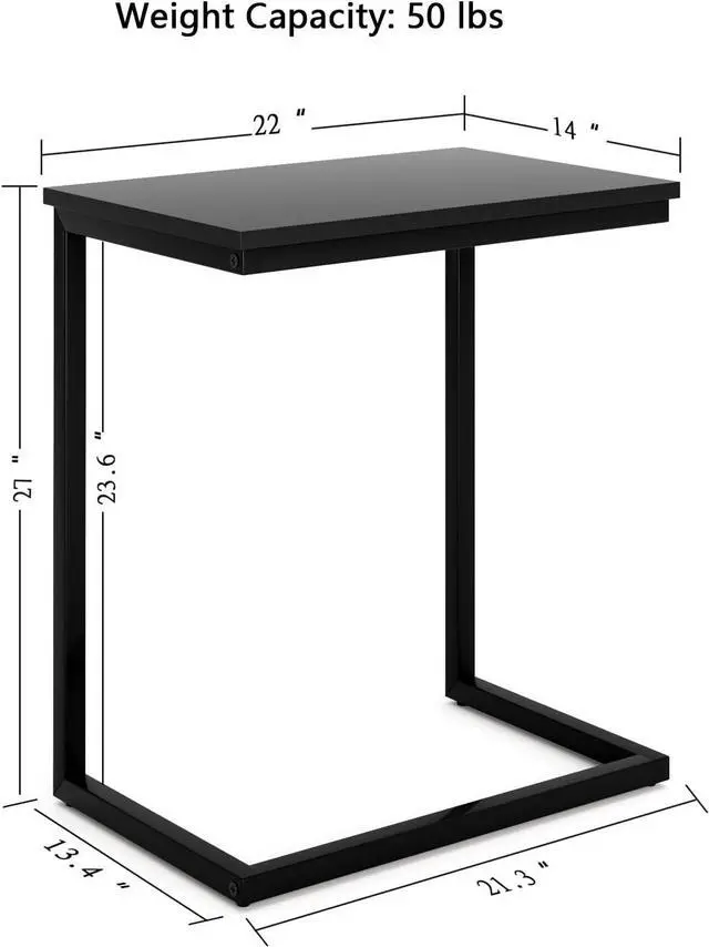 Alt view image 3 of 6 - Sofa C Side End Table Wood Accent Couch Table Coffee Tray Snack Side Table Notebook Laptop Holder Over Bed Stand Reading Desk Black Color 22x14x27 Inch Space Saving for Living Room Bedroom