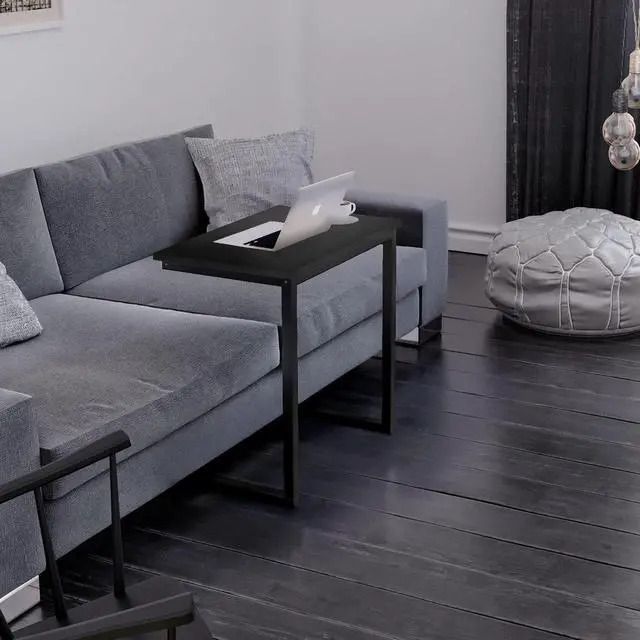 Alt view image 2 of 6 - Sofa C Side End Table Wood Accent Couch Table Coffee Tray Snack Side Table Notebook Laptop Holder Over Bed Stand Reading Desk Black Color 22x14x27 Inch Space Saving for Living Room Bedroom